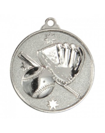 Baseball/Softball Heavy Stars Medal 50mm - Silver