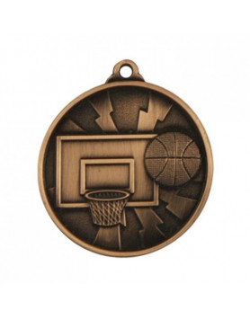 Basketball Heavy Two Tone Medal 50mm - Bronze