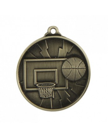Basketball Heavy Two Tone Medal 50mm - Silver