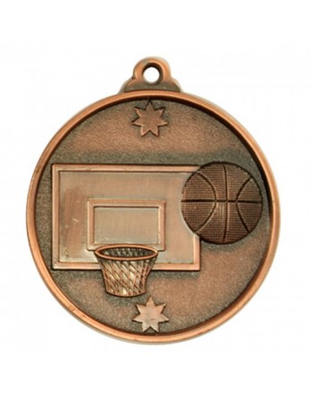 Basketball Heavy Stars Medal 50mm - Bronze