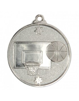 Basketball Heavy Stars Medal 50mm - Silver