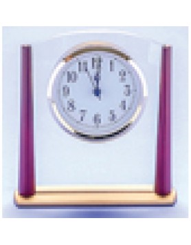 Clock Clear Glass with Rosewood Trim 160mm