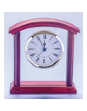 Clock Clear Glass with Rosewood Trim 180mm