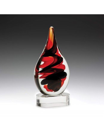 Art Glass Red & Black on Clear Base 220mm