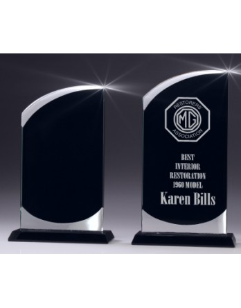 Glass Swerve Award with Black Panel 180mm