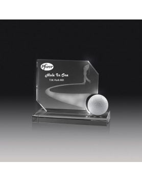  Golf Glass Hole in One Ball Pedestal 130mm