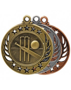 Cricket Sculptured Medal 50mm - Silver