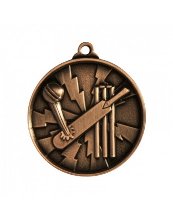Cricket Heavy Two Tone Medal 50mm - Bronze