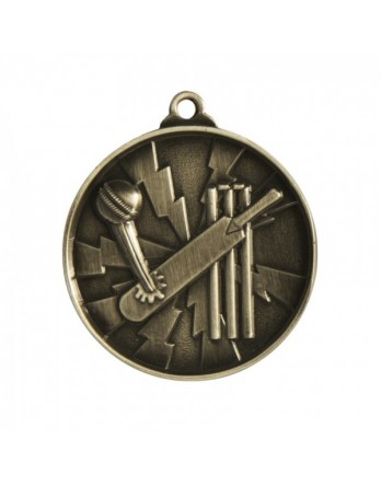 Cricket Heavy Two Tone Medal 50mm - Silver