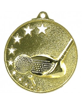 Golf Medal Stars Gold 52mm