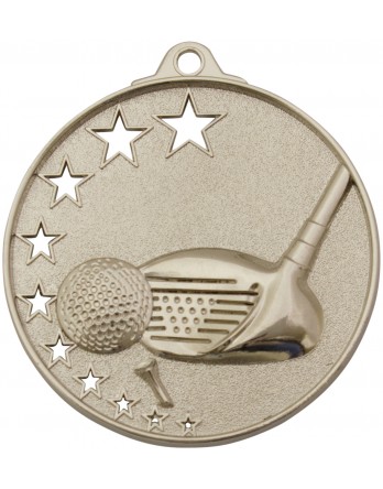 Golf Medal Stars Silver 52mm