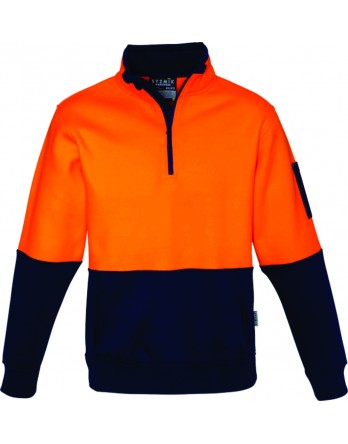 Pullover Half Zip Hi Vis Unisex - Orange/Navy