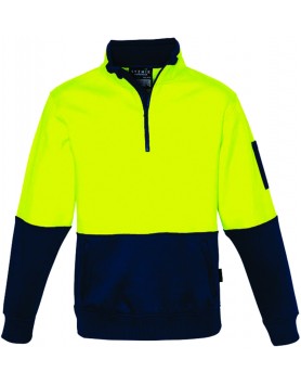 Pullover Half Zip Hi Vis Unisex - Yellow/Navy