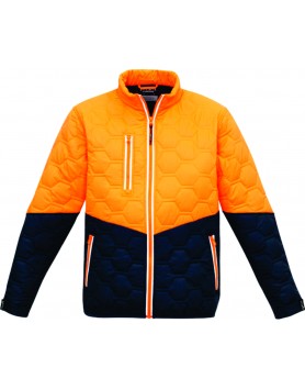 Jacket Hexagonal Puffer Unisex - Orange/Navy