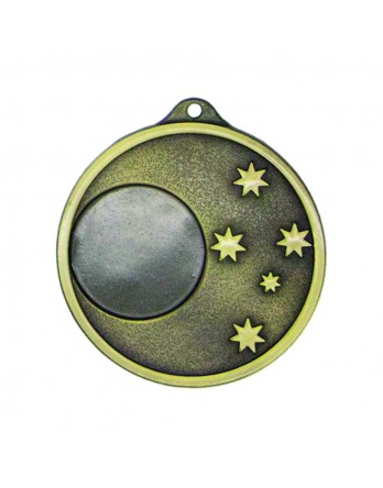 Generic 5 Star 50mm Antique Gold Medal with 25mm Insert