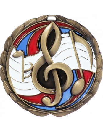 Medal - Music Gold Stained Glass 65mm