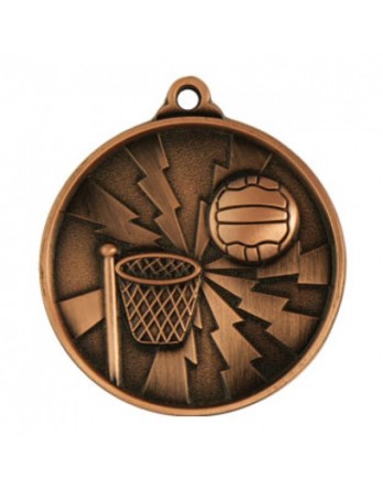 Netball Heavy Two Tone Medal 50mm - Bronze
