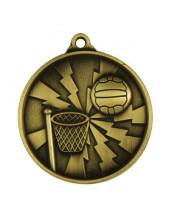 Netball Heavy Two Tone Medal 50mm - Gold