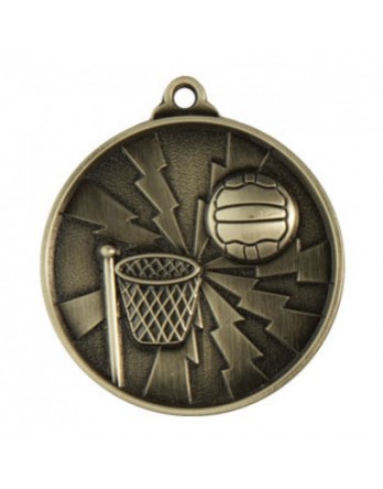 Netball Heavy Two Tone Medal 50mm - Silver