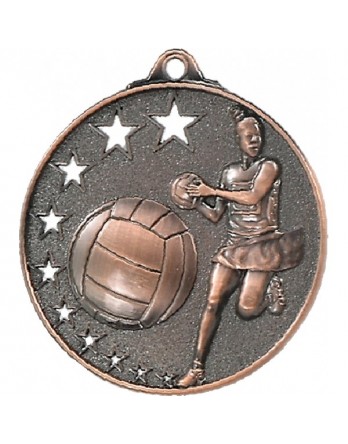 Netball Hollow Star Series Medal 52mm - Bronze