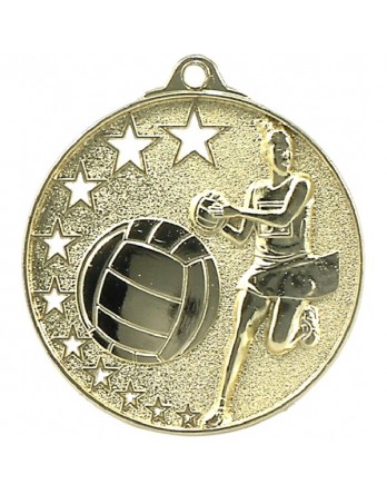 Netball Hollow Star Series Medal 52mm - Gold