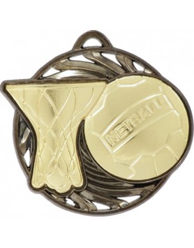 Netball Vortex Series Medal 52mm - Gold