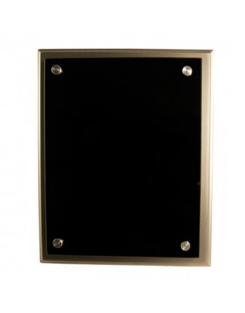 Plaque Black Glass on Silver Timber 250x300mm