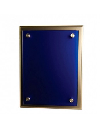 Plaque Blue Glass on Silver Timber 200x250mm
