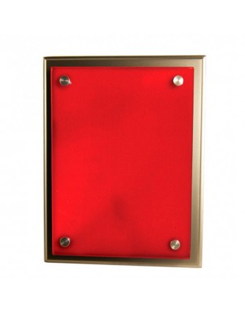 Plaque Red Glass on Silver Timber 200x250mm