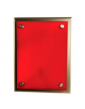 Plaque Red Glass on Silver Timber 250x300mm
