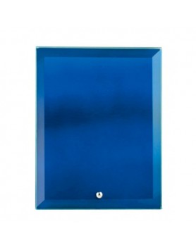 Glass Plaque Rectangular Blue 205mm