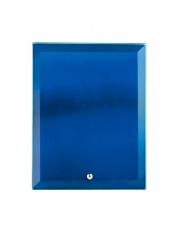 Glass Plaque Rectangular Blue 205mm