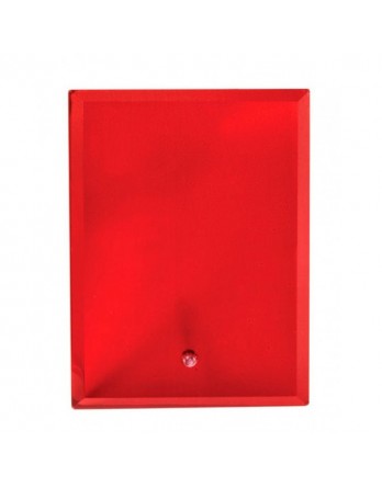 Glass Plaque Rectangular Red 205mm