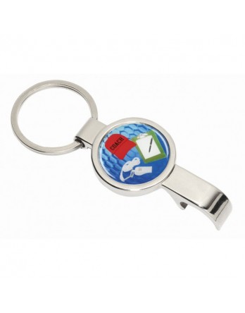 Key Ring with Bottle Opener Silver with 25mm Insert