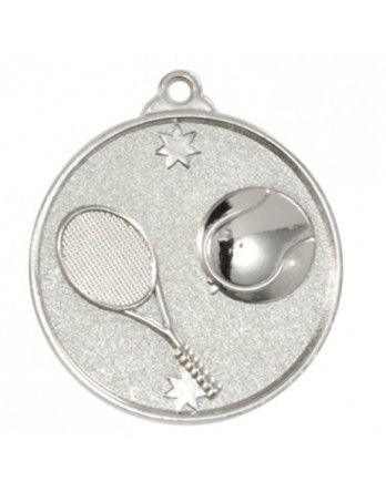Tennis Heavy Stars Medal 50mm - Silver