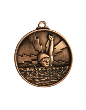 Swimming Heavy Two Tone Medal 50mm - Bronze
