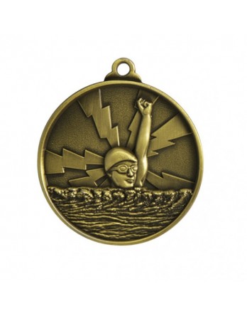 Swimming Heavy Two Tone Medal 50mm - Gold