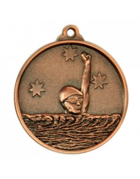 Swimming Heavy Stars Medal 50mm - Bronze