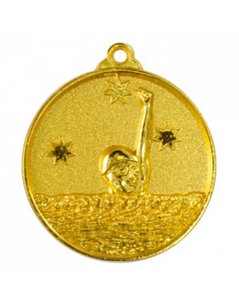 Swimming Heavy Stars Medal 50mm - Gold