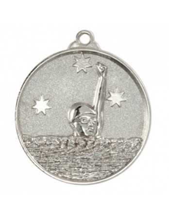 Swimming Heavy Stars Medal 50mm - Silver